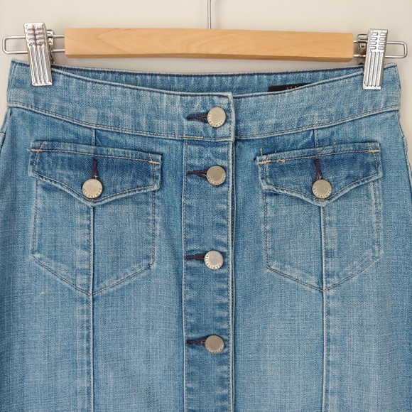 All Saints June Denim Skirt Button Up Size 0 - Picture 8 of 13